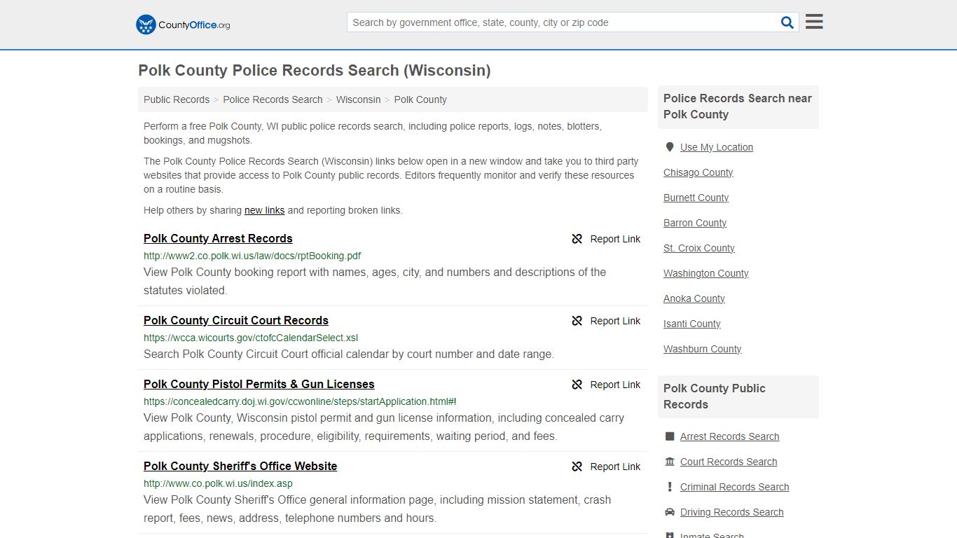 Polk County Police Records Search (Wisconsin) - County Office