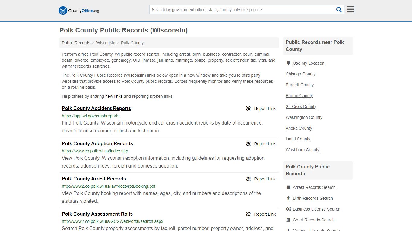 Polk County Public Records (Wisconsin) - County Office